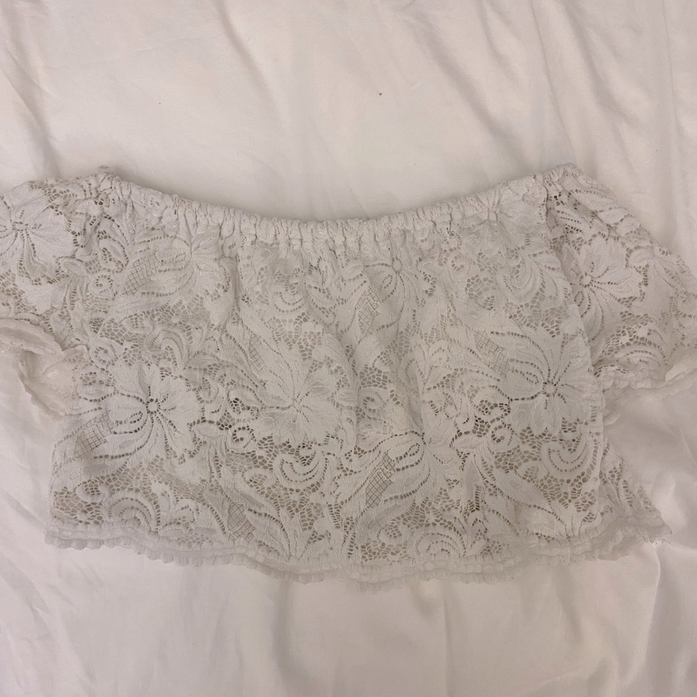 Lace White Crop Top Size S